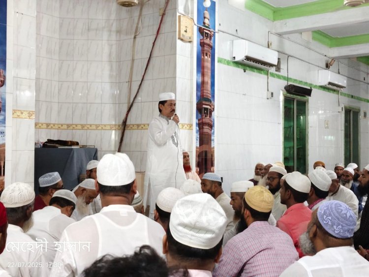 বিমান বিধ্বস্তে নিহত ও আহতদের জন্য লালমোহনে বিএনপির দোয়া মোনাজাত