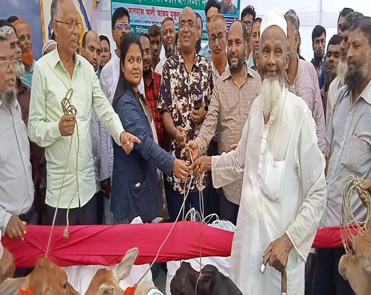 বোরহানউদ্দিনে জেলেদের মাঝে জাল ও বাছুর বিতরণ