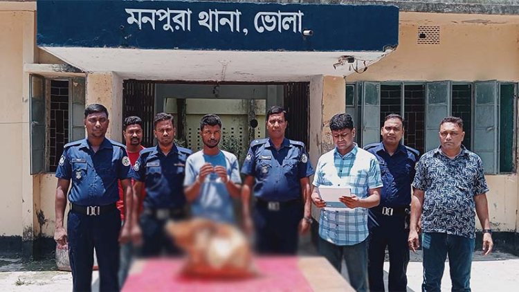 মনপুরায় ১৫ কেজি হরিণের মাংসসহ যুবক আটক