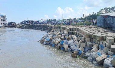 ভোলায় মেঘনা নদীর তীরের সিসি ব্লক  ধ্বসে বাকপ্রতিবন্ধী নারীর মৃত্যু ও  শিশুসহ আহত পাঁচ