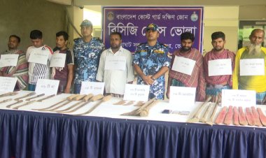 ভোলায় বিপুল পরিমাণ অস্ত্রসহ ৭ সন্ত্রাসী আটক